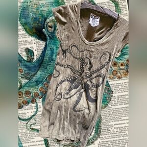 Sure Octopus Print Yoga Tunic Olive 100% Cotton Dress